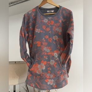 Floral Gray and Orange Women's Crew Neck Sweater